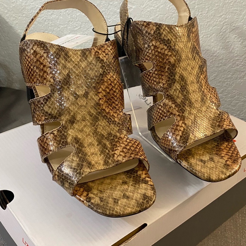 Liz Claiborne Tan Snakeskin Sandals